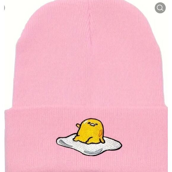 Copied -  New!  Gudetama The Lazy Egg Beanie Stocking Cap Hat Baby Pink - Picture 1 of 2